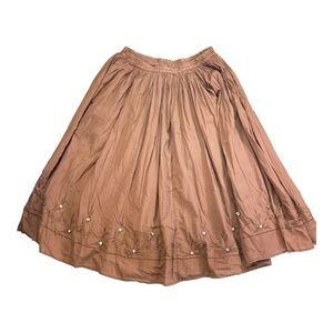 Real Clothing Co brown cotton full a-line embroidered skirt M